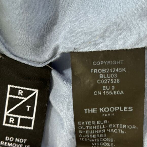 The Kooples Paris Dress Light Blue Button Smock Half Sleeve VNeck Womens 0 XS - Picture 7 of 8